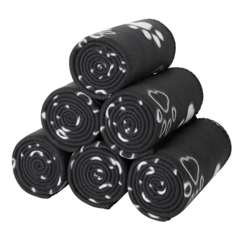 CAI TENG Fleece Throw Blanket Blankets for Couch Bed 50x60 inch 6 Pack Kids Blanket Throws Fleece Fabric Soft Cozy Travel Blankets Lightweight Small Throws Camping Gifts Blankets Black Dog Paw - color: Black Dog Claw