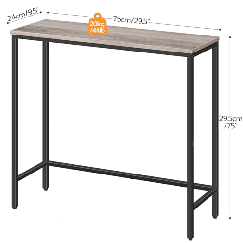 HOOBRO Narrow Console Table, 29.5" Small Entryway Table, Thin Sofa Table, Side Table, Display Table, for Hallway, Bedroom, Living Room, Foyer, Greige and Black BG75XG01 - color: Greige + Black