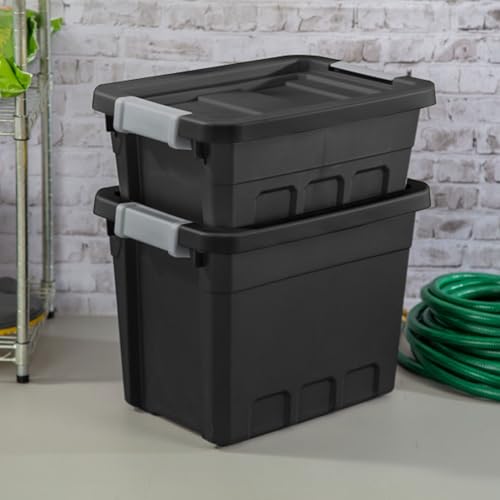 Sterilite Stacker Tote with Latching Lids for Garage, 4 Gallon, 12-Pack | Heavy-Duty and Stackable Plastic Boxes and Containers for Home, Desk, Cabinet, Dorm, Basement, or Utility Organization - size: 4 Gallon, style: 12 Pack