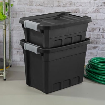 Sterilite Stacker Tote with Latching Lids for Garage, 4 Gallon, 12-Pack | Heavy-Duty and Stackable Plastic Boxes and Containers for Home, Desk, Cabinet, Dorm, Basement, or Utility Organization - size: 4 Gallon, style: 12 Pack