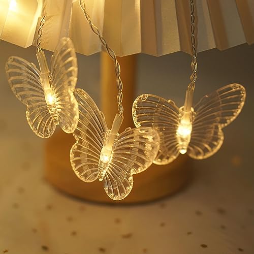 Butterfly Curtain Lights, 6.6ft 48 LED 10 Butterflies with Timer Warm White | USB Remote, 8 Modes, Window Fairy Lights, For Bedroom Wedding Party Holiday Decor