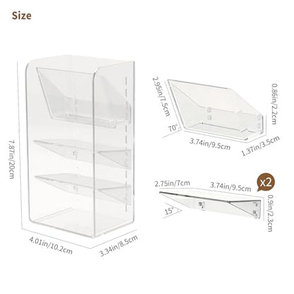 PAVSTINE Medicine Cabinet Organizer with Adjustable Dividers, Clear Vertical Layered Backward Slanting Shelves for Makeup Brush/Lip Gloss/Mascara Storage (3-Tier Slant-Gentle Slant) - size: 3-Tier Slant-Gentle Slant