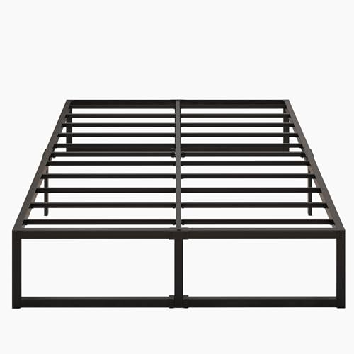 Lutown-Teen 14 Inch Queen Bed Frame with Heavy Duty Steel Slat Support | Sturdy Metal Platform Bed Frame Queen Size No Box Spring Needed, Noise Free, Easy Assembly, Black