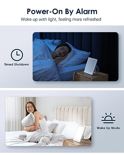 SUXIO Light Therapy Lamps Rechargeable, 10000 Lux Sunlight Lamp with Wake-Up Function, Daylight Lamp with Memory Function, Happy Lamp Use As Lift-Mood, Light Therapy Box for Home/Office - size: USB-C