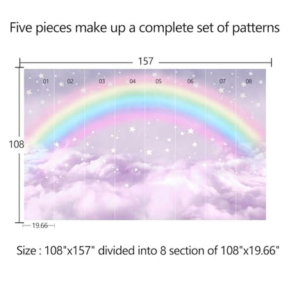 Children's Room Colorful Rainbow Peel-and-Stick Wallpaper 108"x157" | Clouds, Self-adhesive, Wall Mural,Bedroom,Beautiful,Large-scale mural paintings - color: Zzsl-02, size: 108"x157"