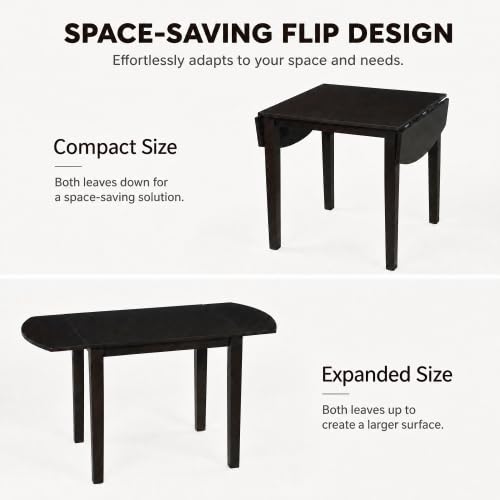 3-Piece Drop Leaf Wood Dining Table Set, Small Space Dining Set for 2 People, 1 Folding Extendable Table, 2 Upholstered Chairs, Space-Saving, for Apartments, Kitchen Room, Dark Brown - color: Beige,dark Brown