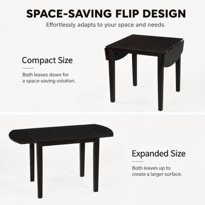 3-Piece Drop Leaf Wood Dining Table Set, Small Space Dining Set for 2 People, 1 Folding Extendable Table, 2 Upholstered Chairs, Space-Saving, for Apartments, Kitchen Room, Dark Brown - color: Beige,dark Brown
