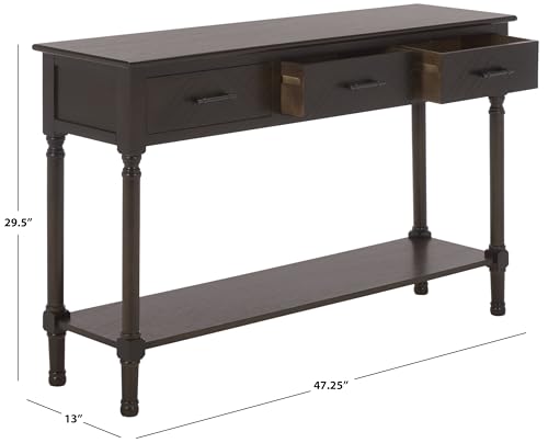 SAFAVIEH Home Collection - Peyton Dark Chocolate Console Table with 3 Drawers and 1 Shelf, Farmhouse Accent Entryway Table (CNS5705E)