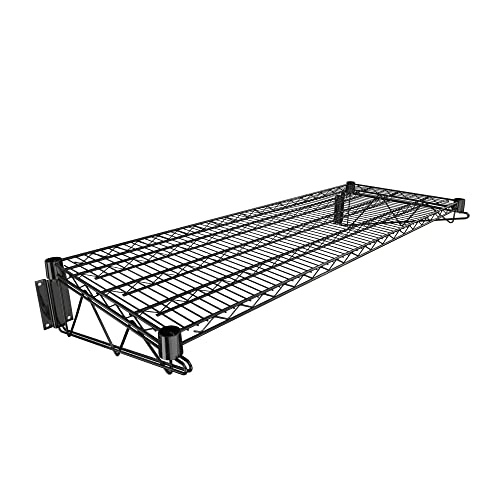 18" x 48" Black Epoxy Wire Wall Mount Shelf - color: Black, size: 18" x 48"