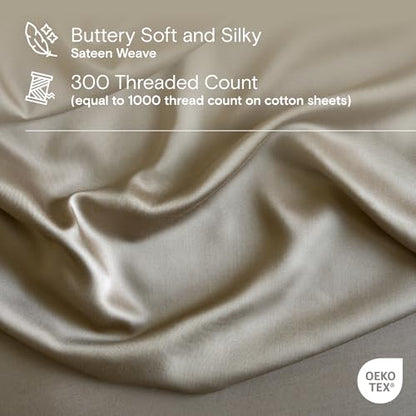 DOZ Duvet Cover Set, 100% Viscose derived from Bamboo, Organically Grown, Buttery Soft, Cooling Duvet Covers, High GSM, 1 Duvet Cover and 2 Pillowcases, 90"x90" (Dune, Full/Queen) - color: Dune, size: Full/Queen