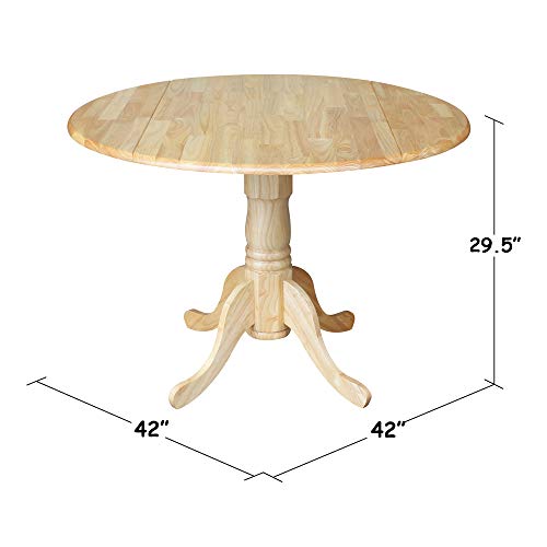 IC International Concepts 42" Solid Wood Drop Leaf Pedestal Dining Table - color: Natural