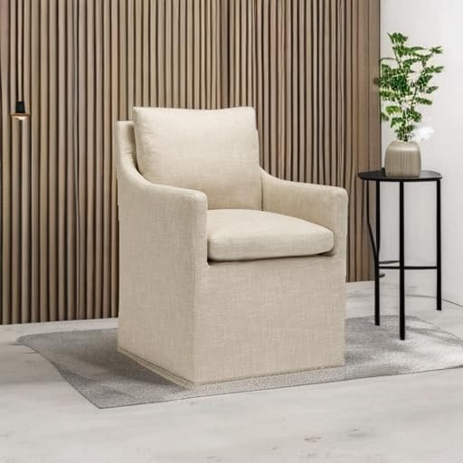 DUHOME Upholstered Dining Chair,Linen Accent Chair for Living Room,Single Sofa with 4 Casters,Upholstered Armchair for Bedroom Reading Waiting Kitchen Dining Room - size: 1 pc
