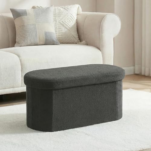30 Inches Ottoman with Storage,Bedroom Bench with Storage, Ottoman Foot Rest for Living Room,30" L x 15" W x 15" H-Dark Grey - color: Dark Grey, size: 30.1"D x 15"W x 15"H