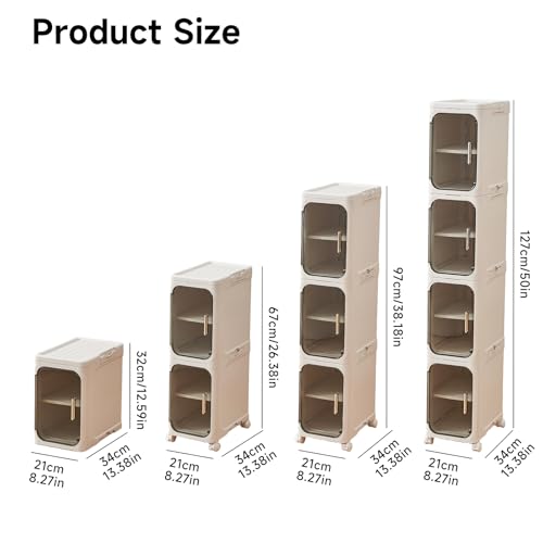UFORU Tall Narrow Storage Cabinet,Slim Organizer with Magnetic Doors&Wheels | 4 Tiers, Smooth-Rolling Wheels, Durable Waterproof Plastic, Adjustable Shelves, Space-Saving Design for Small Spaces - color: White, size: 4 tier