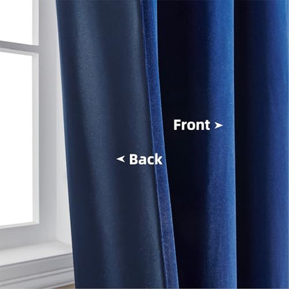 Joydeco Royal Blue Velvet Curtains 63 Inches Long, Luxury Grommet Blackout Curtain 2 Panels, Thermal Insulated Privacy Room Darkening Window Drapes for Bedroom Living Room Home Theatre (52Wx63L) - color: *Grommet | Royal Blue, size: 52"W x 63"L (Pack of 2