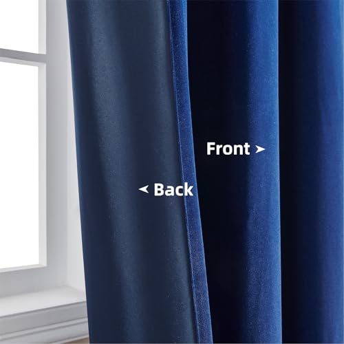 Joydeco Blue Velvet Curtains 63 inch Length 2 Panels Burg Set, Luxury Rod Pocket Thermal Insulated Window Blackout Curtain, Room Darkening Drapes for Living Dining Room Bedroom Privacy - color: Rod Pocket | Royal Blue, size: 52"W x 63"L (Pack of 2)