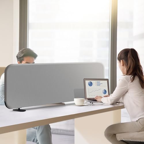DECOLAB Desk Dividers, Portable Table Partition Panel 48"x18", Steel | Freestanding Tabletop Screen. For Office, Workspace, Classroom, Student. No Drill. - color: Steel