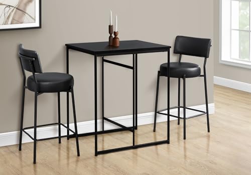 Contemporary Rectangular Counter Height Dining Table Small with Black Laminate Top and Metal Base Ideal for Modern Homes