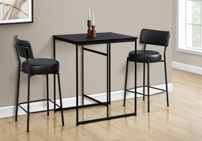 Contemporary Rectangular Counter Height Dining Table Small with Black Laminate Top and Metal Base Ideal for Modern Homes