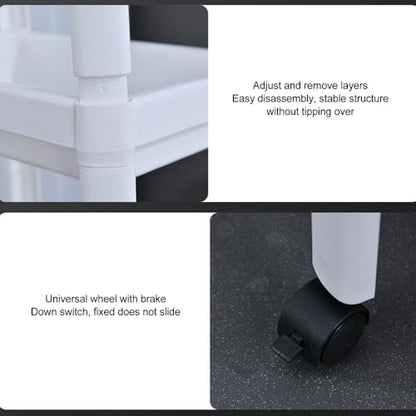 Bathroom Tower Shelf, White Plastic Freestanding Storage Rack, Narrow Standing Shelf Unit for Bathroom Kitchen Bedroom(2 Layers with Wheels) - size: 2 Layers with Wheels