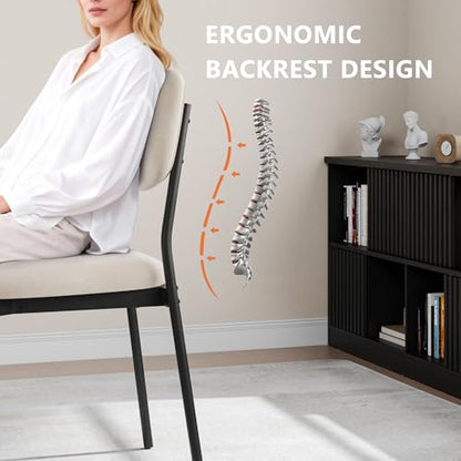 Einhomn Upholstered Dining Chairs Set, Modern Stackable Dining Room Chairs with Soft Velvet Backrest, Kitchen Chairs with Sturdy Metal Legs for Living Room, Restaurant, Set of 2,Cream Beige - color: Cream Beige