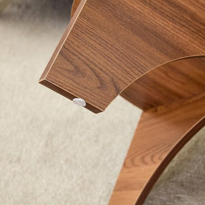 31.5" Round Glass Coffee Table with Tempered Glass Top and MDF Base, Diagonal Fan-Shaped Tray Design Table Leg Simple & Modern Center Table for Living Room Office Apartment Walnut - color: D-5, size: Round