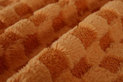 ERYE Upholstered Left Facing Chaise Lounge Chair W/Scroll Arms and Wood Legs, Elegant Chaise Lounge Square Pattern Accent Recliner Lounger Sofa for Living Room Bedroom - color: Orange Faux Fur/L