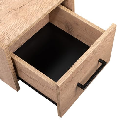 Tuhome Boa Floating Nightstand, Wall-Mounted Bedside Table with 1 Drawer, 13.8" W x 9.8" H Engineered Wood Small Night Stand for Bedroom, White - color: Macadamia