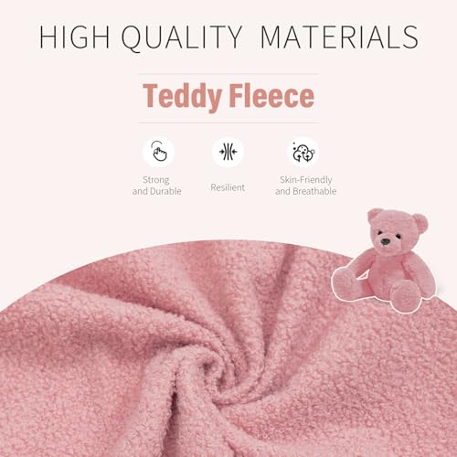 Office Chair with Wheels, Ergonomic Computer Desk Chair with Flip-up Armrest, Adjustable Rolling Swivel Chair Teddy Fleece – Dusty Pink - color: Dirty Pink