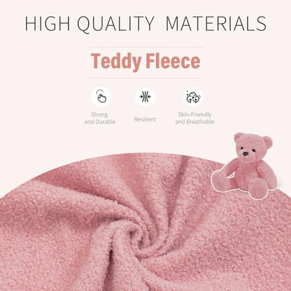 Office Chair with Wheels, Ergonomic Computer Desk Chair with Flip-up Armrest, Adjustable Rolling Swivel Chair Teddy Fleece – Dusty Pink - color: Dirty Pink