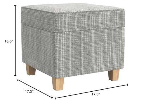 HomePop 18" Classic Square Storage Ottoman - Sage Mini Grid Pattern - color: Sage Mini Grid Pattern