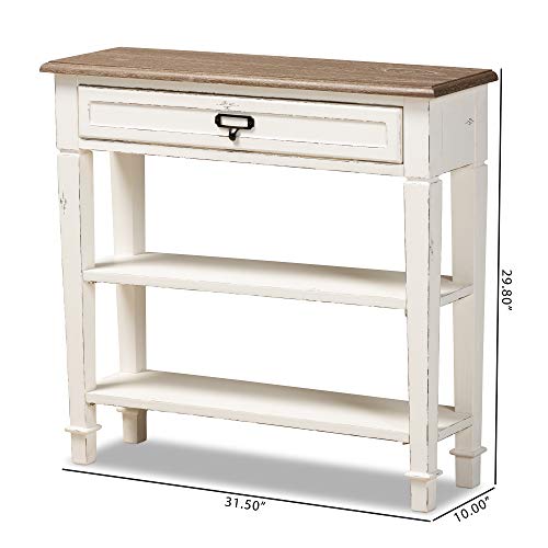 Baxton Studio Dauphine Traditional French 1-Drawer Accent Console Table, White