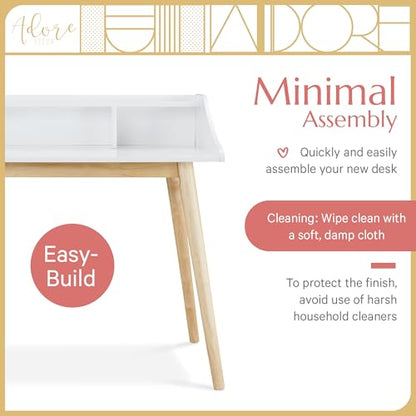 Alton Writing Computer Desk with Shelves, Retro Laptop Workstation for Home Office, Bedroom or Small Spaces