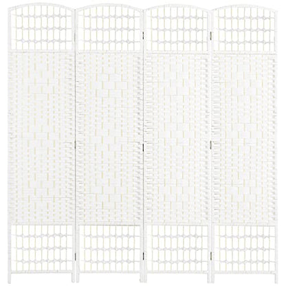 HOMCOM 4 Panel Room Divider, Folding Privacy Screen, 5.6', White | Room Separator, Wave Fiber Freestanding Partition Wall Divider - color: White, size: 4 Panel