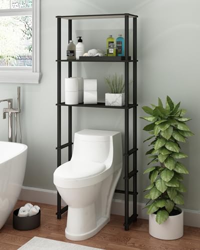 Furinno Turn-N-Tube with 3 Shelves Toilet Space Saver, Espresso/Black - color: Espresso/Black, style: Basic Rack