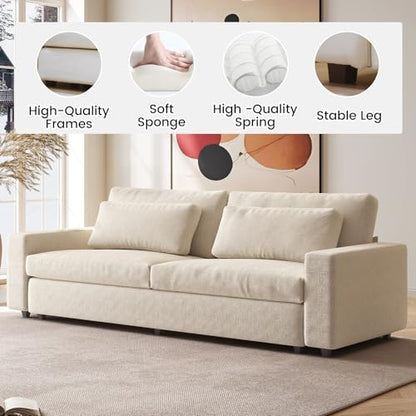 Guyii 104.72" Oversized Sofa Set of 2, Extra-Wide & Deep Loveseat Sofa, 3 Seater Sofa with 2 Pillows, Modern Polyester Sofa Couch for Living Room, Bedroom, Home, 330 Lbs Capacity - size: 104.72"