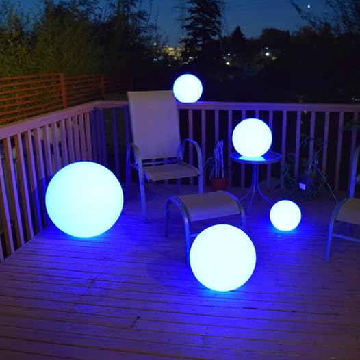 LOFTEK Pool LED Light Ball - 12-inch Sphere Lamp Rechargeable - 16 RGB Cool Lamp for Bedroom Ambient Lighting - Smart Night Light for Baby Nursery - Waterproof Light for Yard & Pool Decor, 1PCS - size: 12-inch