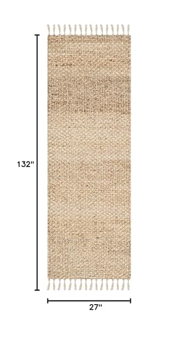 SAFAVIEH Natural Fiber Collection Runner Rug - 2'3" x 11', Natural, Handmade Farmhouse Fringe Jute, Ideal for High Traffic Areas in Living Room, Bedroom (NF733A) - size: 2'3" x 11' (Runner)