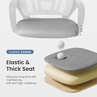 OLIXIS Ergonomic Office Chair 2 Pack, Home Desk Mesh Chairs, Lumbar Support | Height Adjustable, Fixed Armrest, Rocking Mode, 360 Swivel, 2 Pack Home, Grey - color: Grey, size: 2