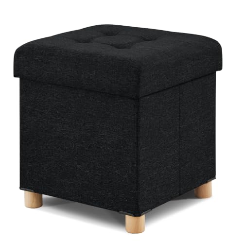BRIAN & DANY Ottoman with Storage, Square Small Storage Ottoman Foot Rest with Legs, Ottomans Foot Stool for Dorm, Living Room, Entryway 14.8"x14.8"x17.8" (Black) - color: Black, size: 15"D x 15"W x 15"H