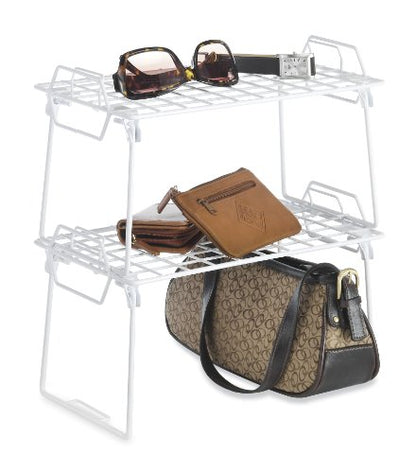 Whitmor Wire Grid Stacking Shelf Small, White - size: 1-TIER, 7"L x 12"W x 7"H