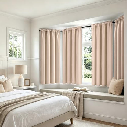 MIULEE Beige Blackout Curtains for Bedroom Living Room 40"x54" Long 2 Panel | Thermal Insulated, Room Darkening Drapes, Rod Pocket, Noise Reduction, Light Blocking, Solid Window Treatments - color: Beige, size: 40"W x 54"L (Pack of 2)