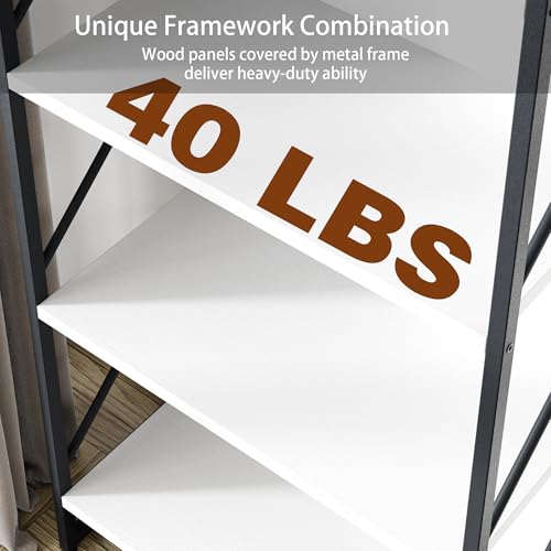 Shintenchi 2-Tier Bookshelf: Tall Industrial Bookcase for Living Room/Home/Office, Modern Book Holder with Storage Rack Shelves - White - color: 2pcs/White