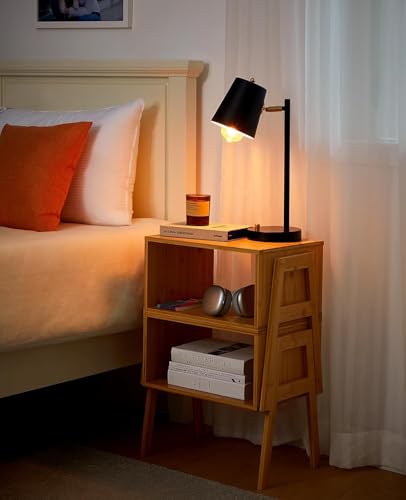 Pipishell Nightstands Set of 2, Bamboo Stackable Bedside Table, Night Stands with Storage Shelf, Small Bed Side Tables, 2-Tier End Table for Bedroom, Dorm and Small Space Storage (Natural)