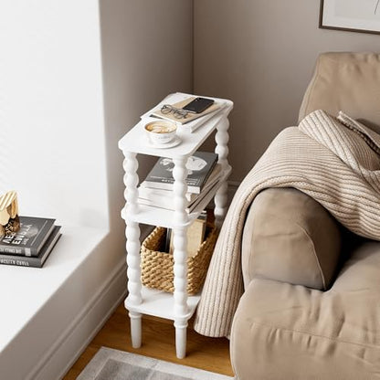 Veegle Side Table, Small End Table with Storage Shelf, 3-Tier Small Coffee Tables for Living Room Bedroom Narrow Spaces(White) - color: White-3 Tier Shelf