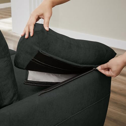 Small Loveseat Sofa, 57" Mid Century Modern Love Seat, 2 Seater Couches for Living Room, Bedroom, Small Spaces, Black - color: Black