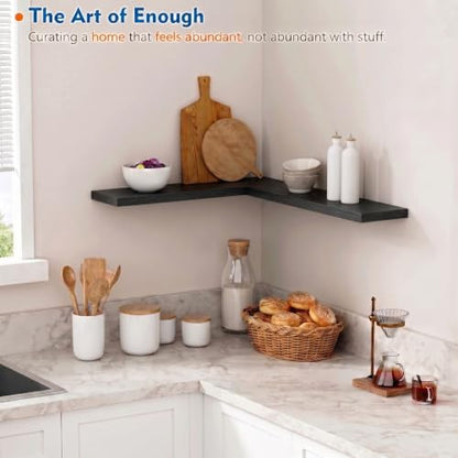 Harwaya 24 Inch Floating Shelves, Black Bedroom Floating Shelf for Wall | Wall Mounted Storage Shelves for Bedroom Bathroom Kitchen Office Living Room Books Plants - color: Black
