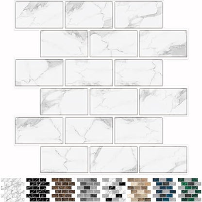 URCOLOR 10-Sheet Backsplash Tile for Kitchen Peel and Stick,12"x12" Self Adhesive Wall Tiles on Back Splashes for Bathroom White Marble Look - color: White