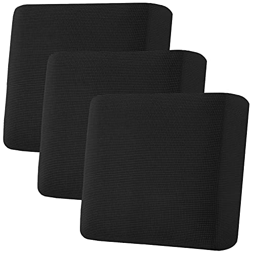 H.VERSAILTEX Super Stretch Individual Seat Sofa Covers Couch Slipcover Sets Thick Jacquard Textured Twill Fabric (3 Piece XL Cushion Covers, Black) - color: Black, size: 3 Cushion XL Sofa
