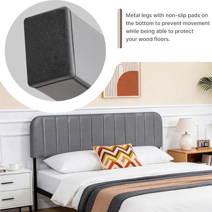 Upholstered Headboard Adjustable Height Queen/King Headboard Velvet Tufted Modern Headboards Easy Assemble Channel Stitched Headboard(Dove Gray King) - color: Dove Gray, size: King